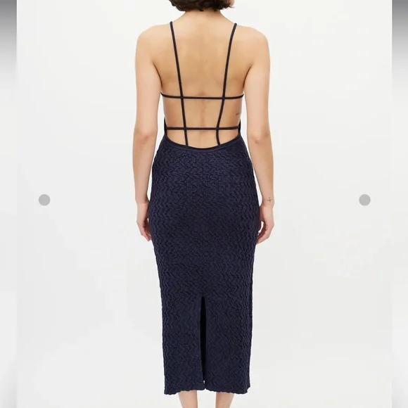 Jacquemus Navy Textured Backless Dress - Picture 6 of 9